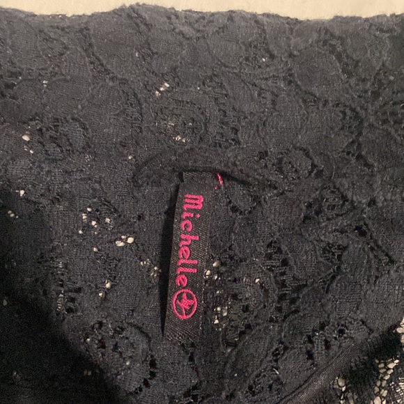 Vintage Black sheer Lace crop Biker style jacket size M - Picture 6 of 12